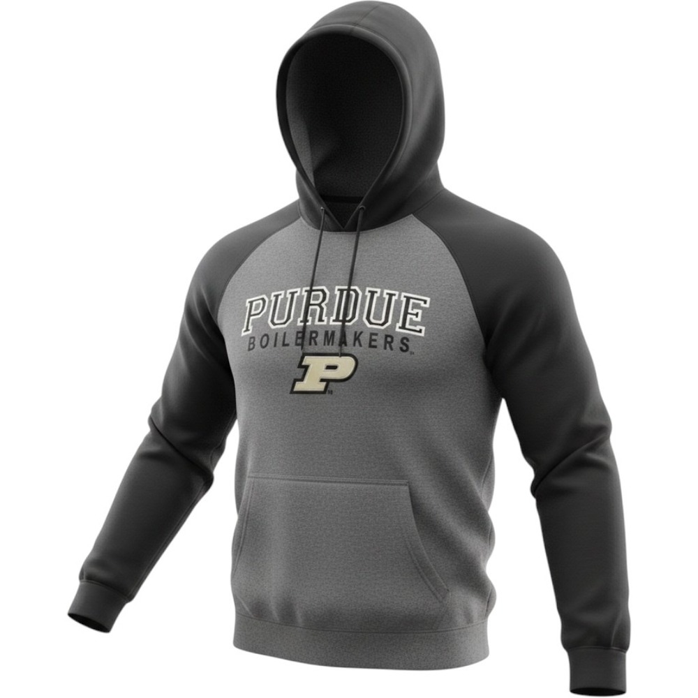 Campus Drive Purdue Hoodie Mens XL Gray Black Sweatshirt Colorblock Drawstring
